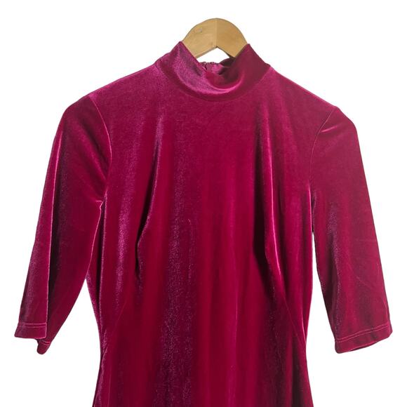 Black Halo Reeder Obsession Pink Velvet Mock Neck Mini Dress Size 4 - Picture 3 of 9